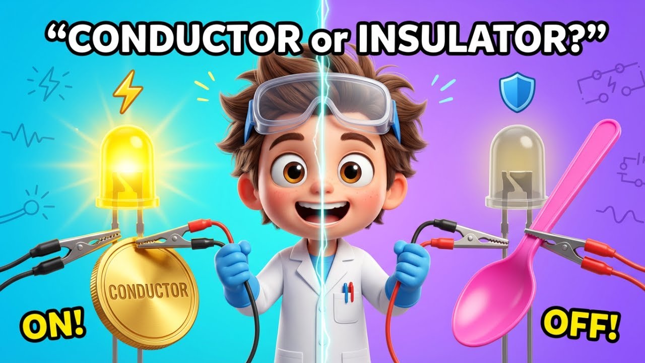 Conductors vs Insulators for Kids | Easy At-Home Science Test (LED Circuit Experiment)