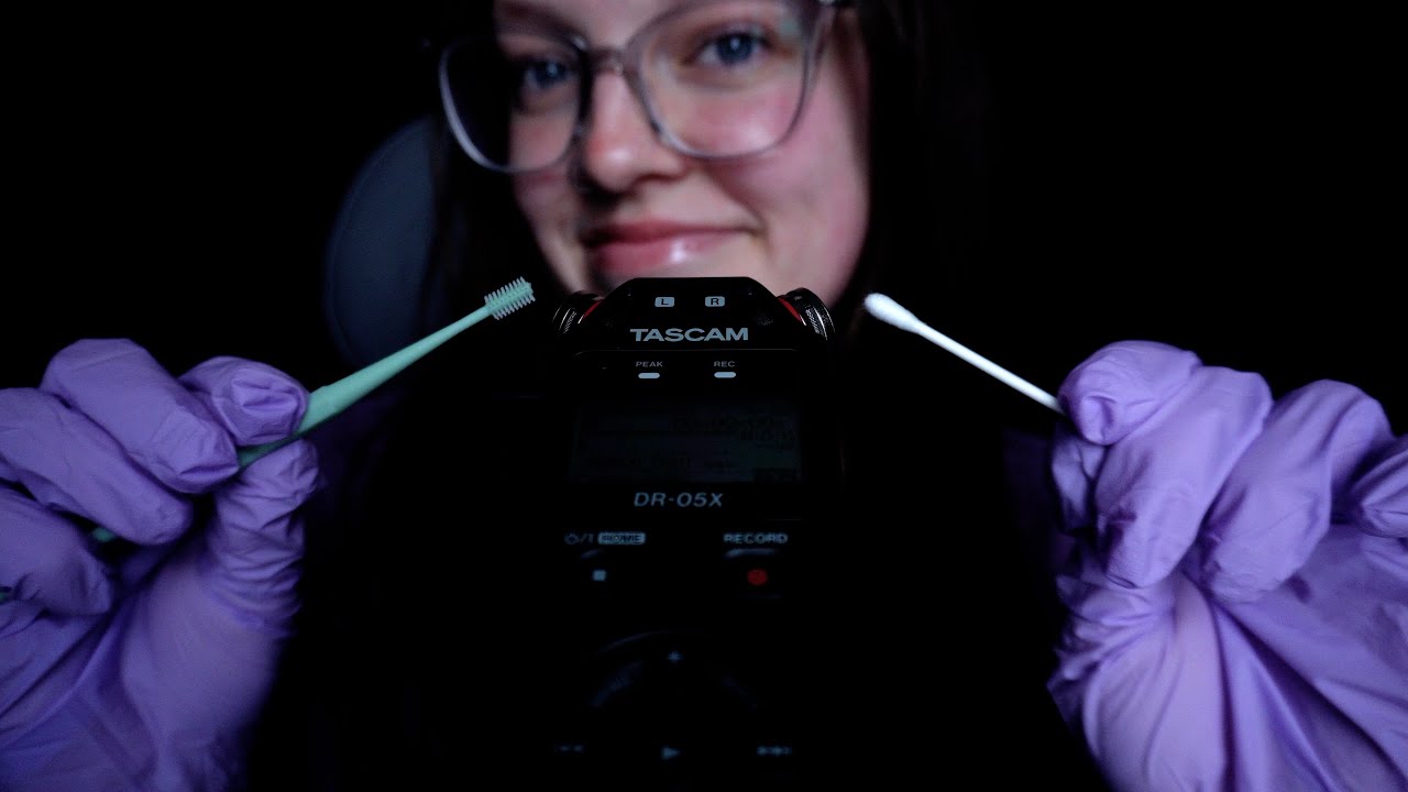 ASMR Ear-to-Ear Tascam Touching for Tingles: Satisfying Ear Cleaning (Mic View) - inaudible whispers