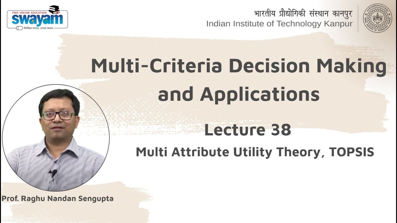 Lecture 38 - Coverage (Multi Attribute Utility Theory, TOPSIS)