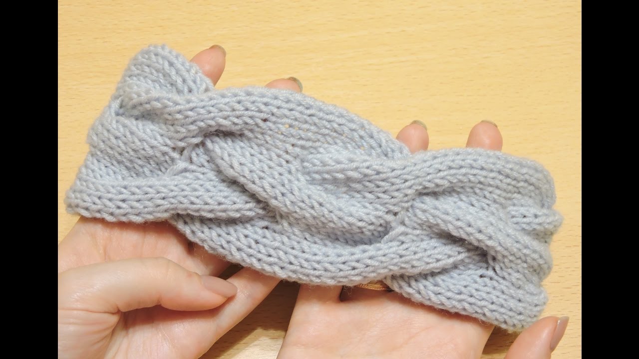 Объемная повязка на голову спицами. // Knitting headband