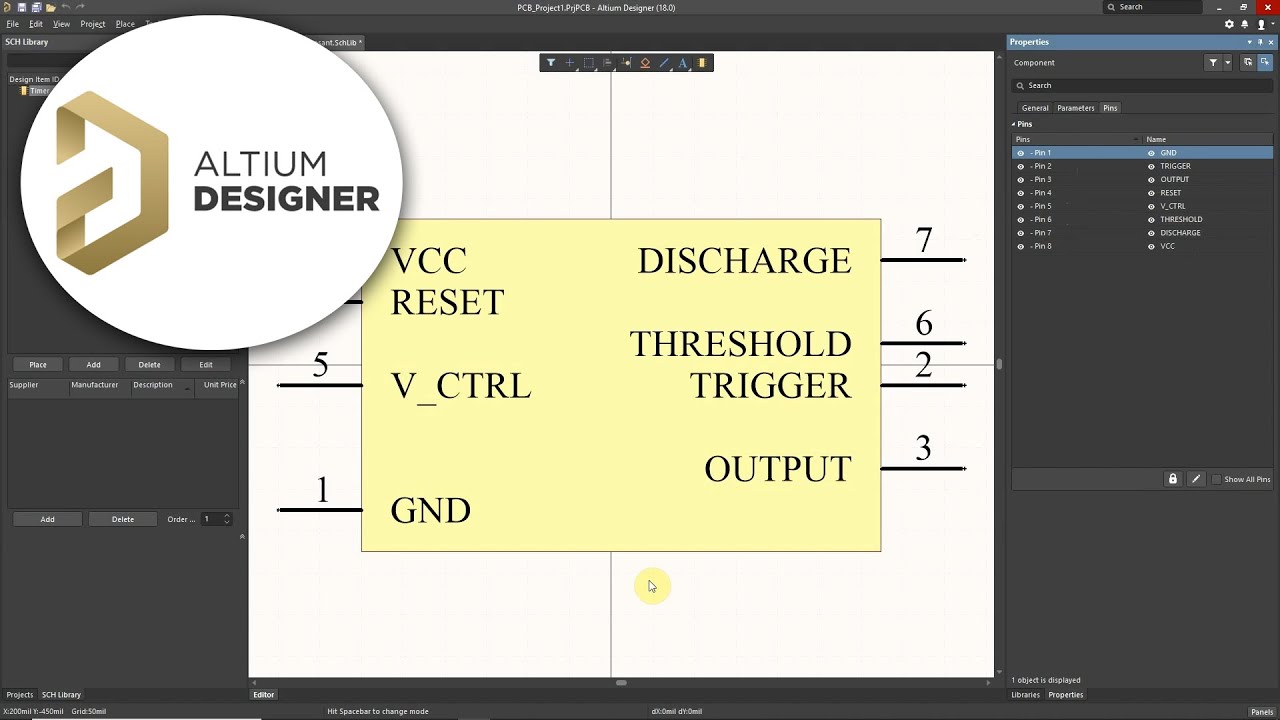 Création de composants/librairie schématique - Altium Designer