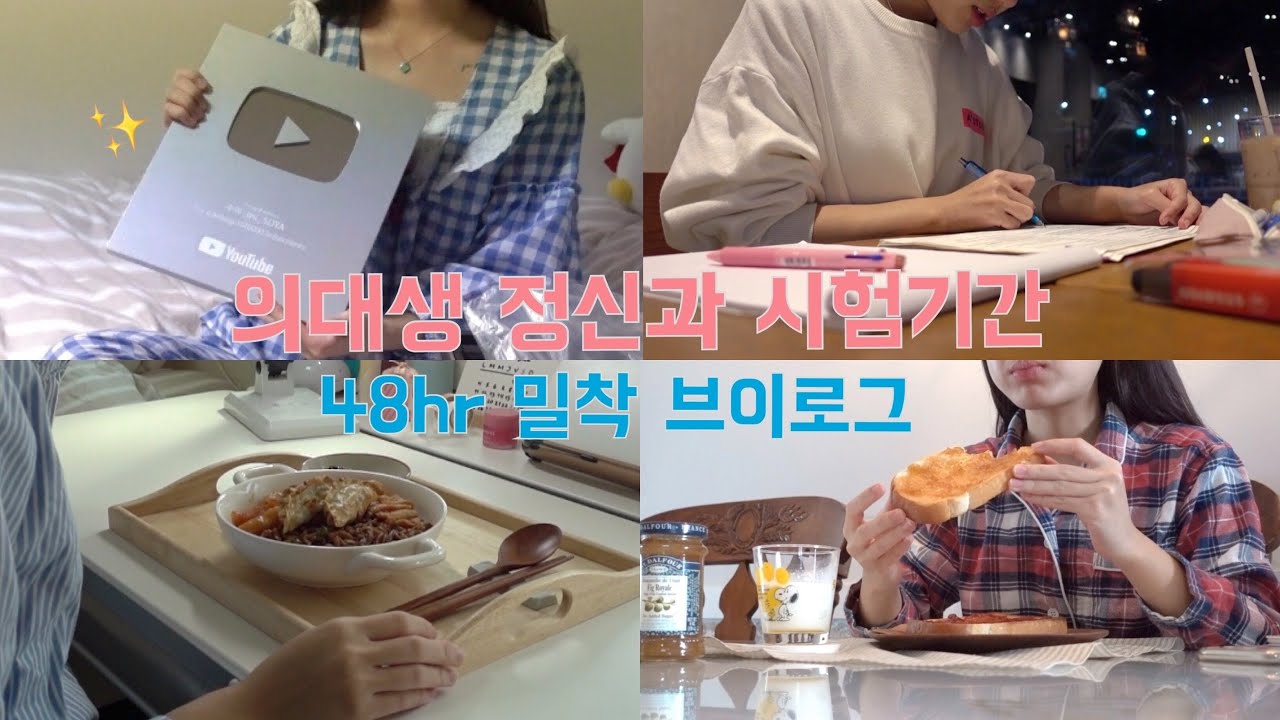 (eng) 의대생 시험기간 브이로그👩🏻‍⚕️ (정신과 시험 준비. 실버버튼 언박싱✨ 먹고 공부하고의 반복🦍)
