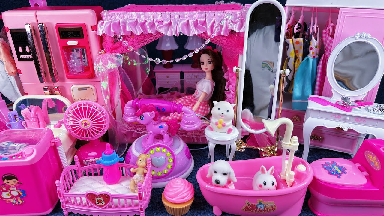 12 Minutes Satisfying with Unboxing Barbie Princess Bed ＆ Wardrobe Collection Toys Review | ASMR