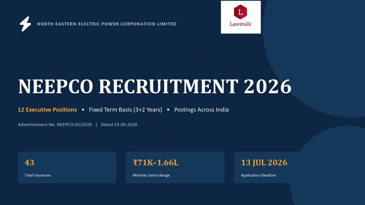 NEEPCO Recruitment 2026 #law #job #legal #urgent #vacancy