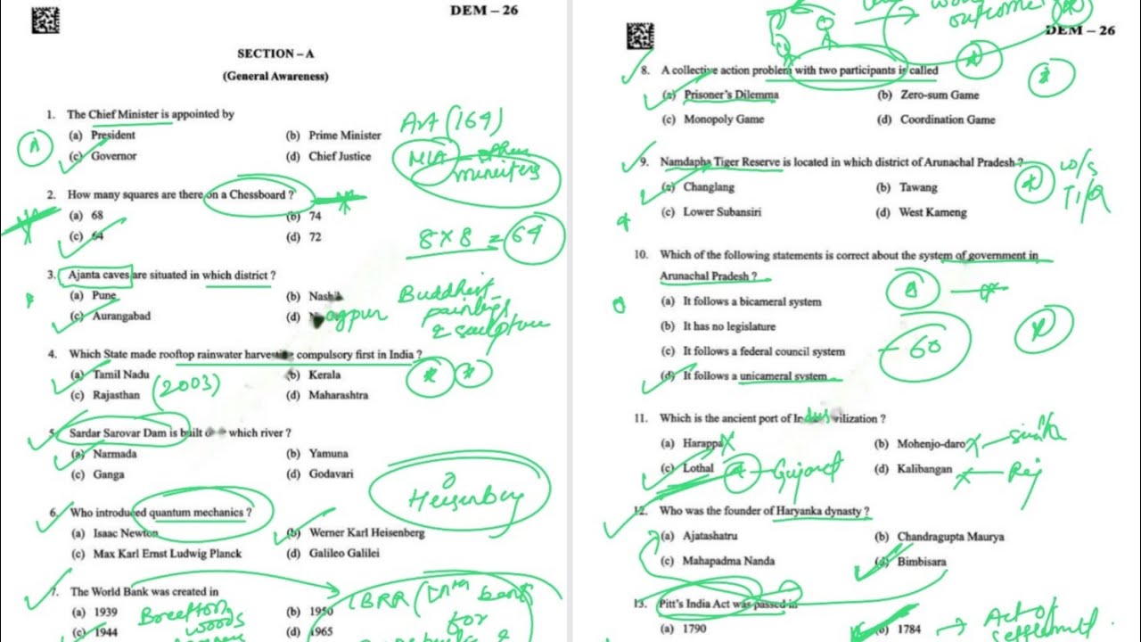 APSSB l ARUNACHAL PRADESH l CGLE 2026 GENERAL AWARENESS PAPER ANALYSIS