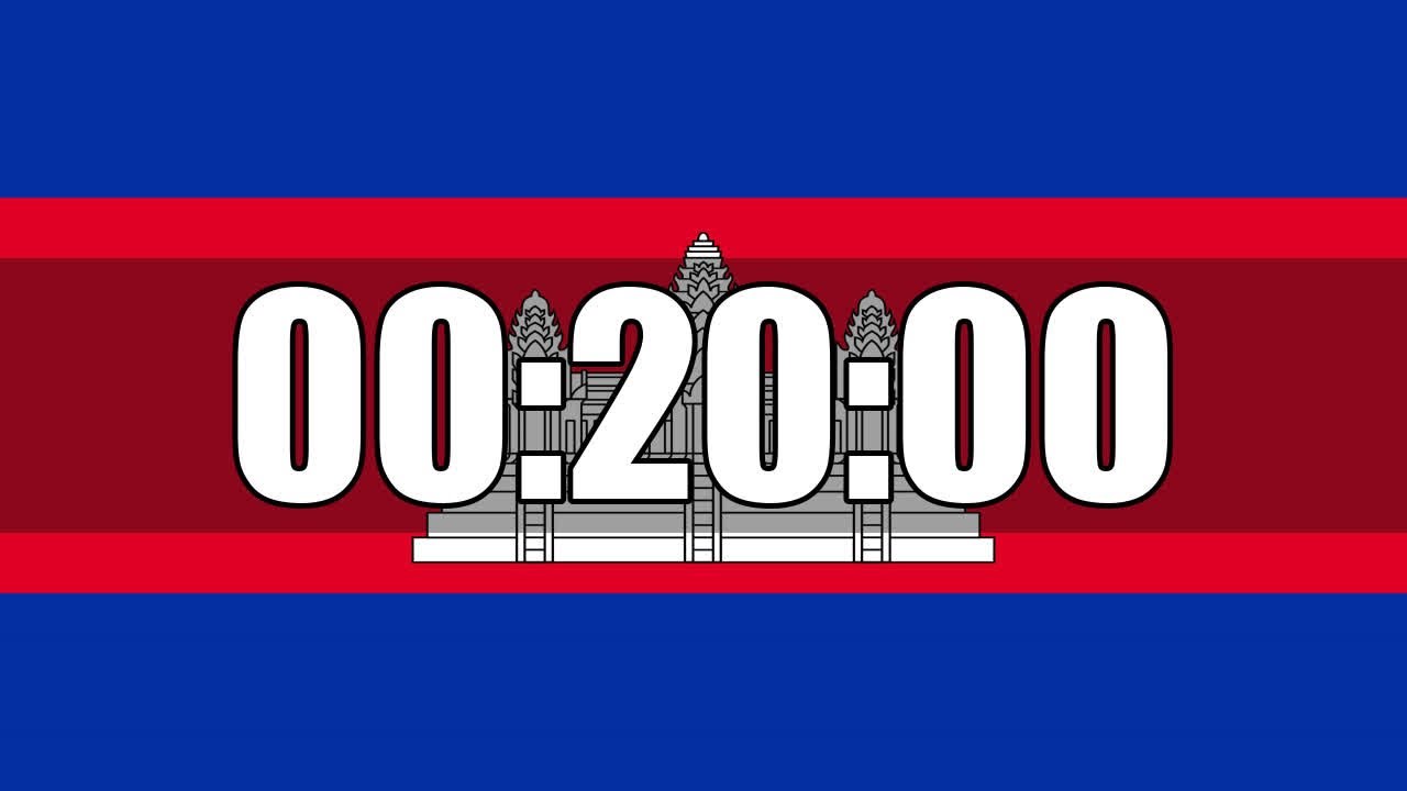 20 Minutes Countdown Timer Curated on Cambodia Flag Ultra Focus In HD Tik Tok In Last 10 Seconds