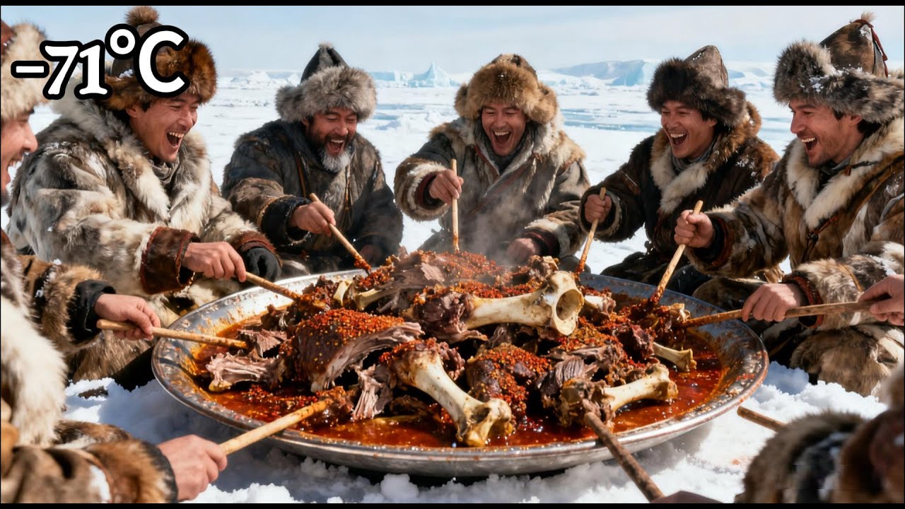 EXTREME COOKING in -71°C Blizzard! 🥶🔥 Spicy Mutton Bone Marrow Feast🦴🍖🥩#winter #frozen #survival