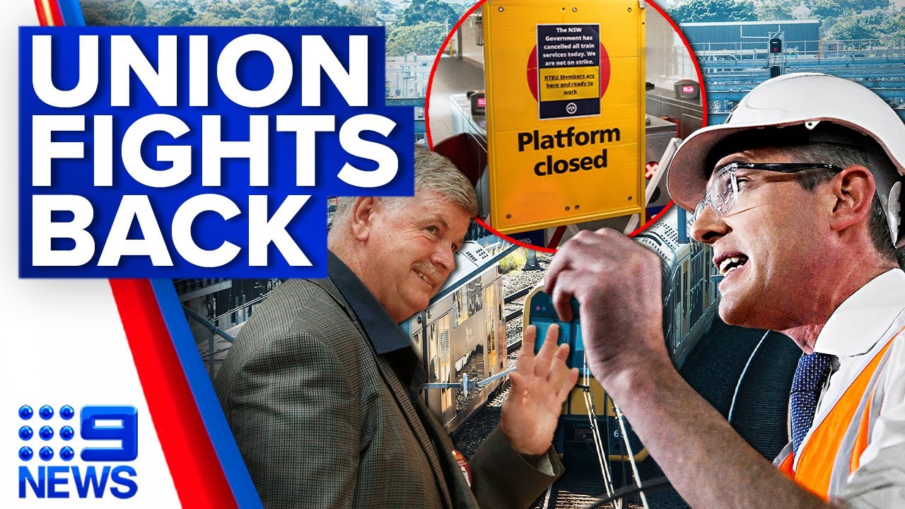 Rail union vows to continue industrial action despite NSW government threat | 9 News Australia