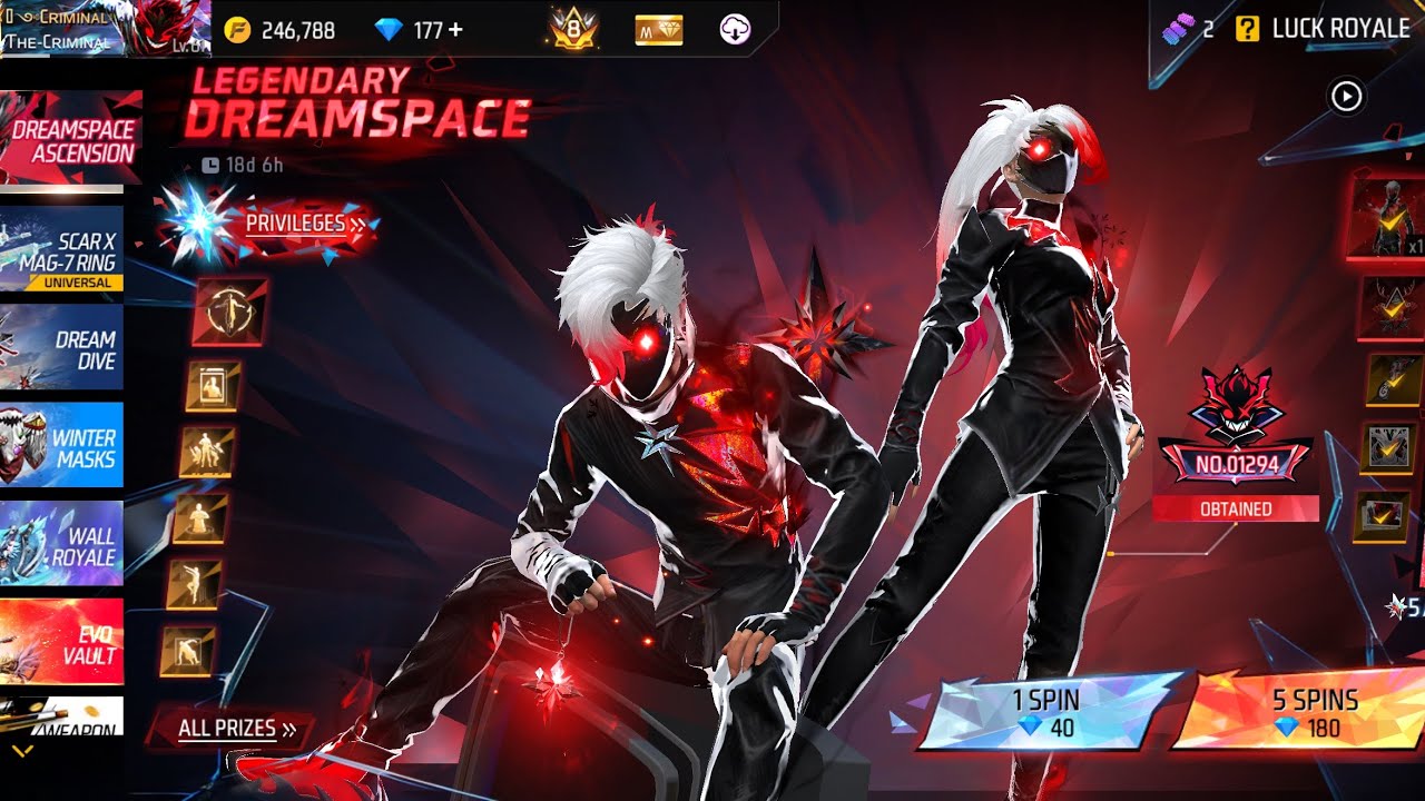 SPIN LEGENDARY DREAMSPACE BUNDLE UNLOCK FREE FIRE 🔥 