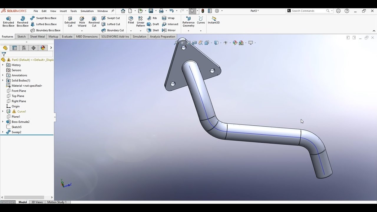 SolidWorks Exhaust Pipe line