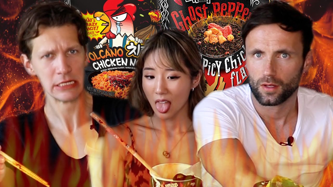 🔥 Germans Try Korean EXTREME Spicy Noodles · YB vs. FOOD