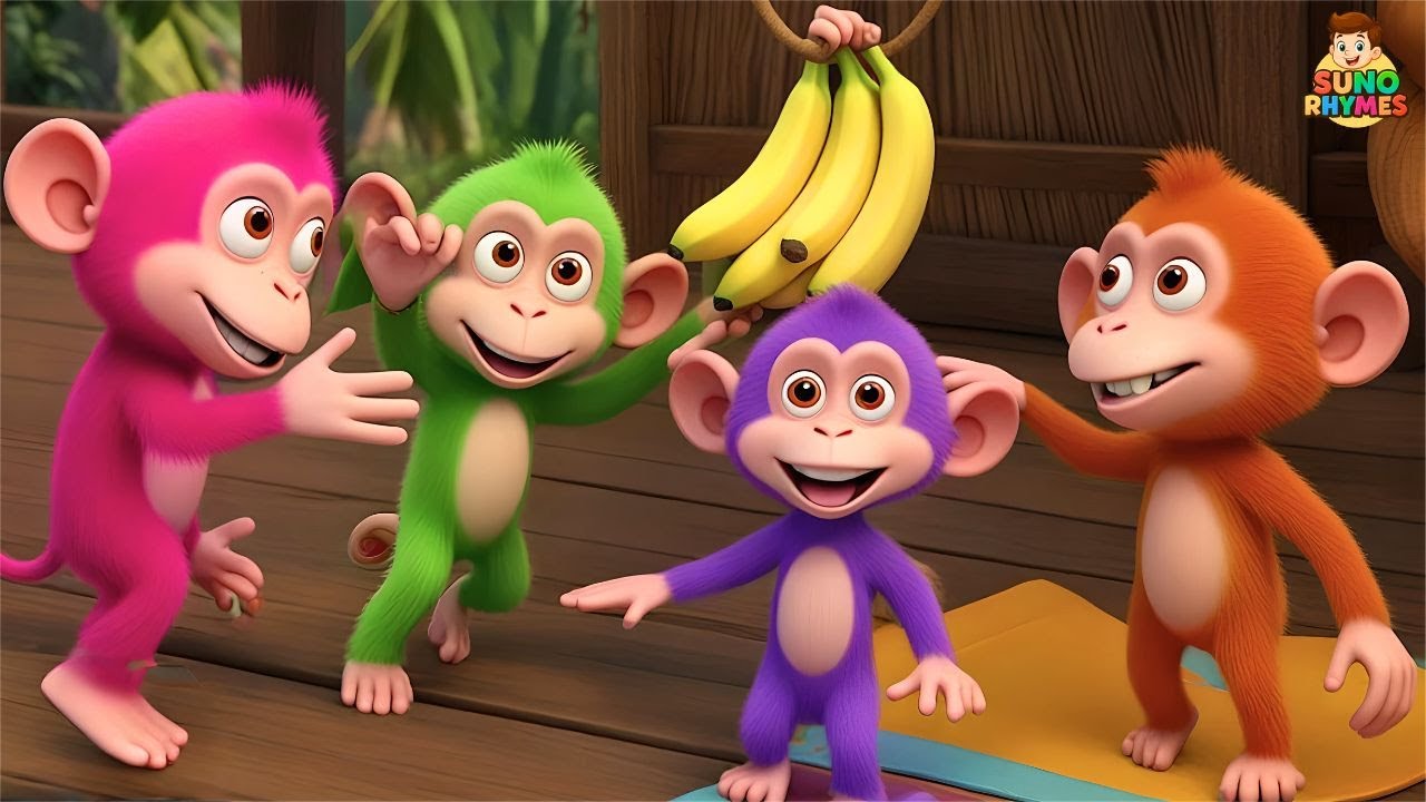 5 Pyaare Bandar Palang Pe Kud Rahe The I Hindi Nursery Rhymes And Kids Songs | Suno Rhymes #Cartoon