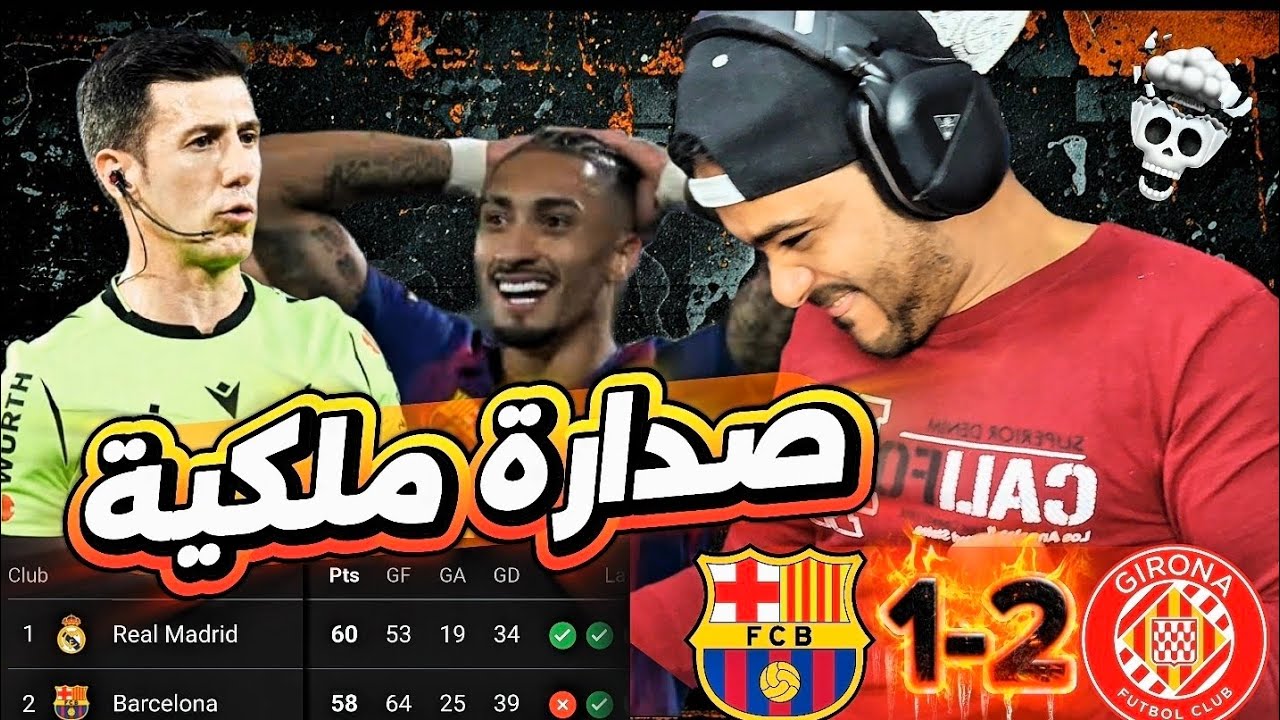 ردة فعل🔥 انهيار برشلونة أمام جيرونا 2-1! جدل تحكيمي وخسارة الصدارة لصالح ريال مدريد 😱