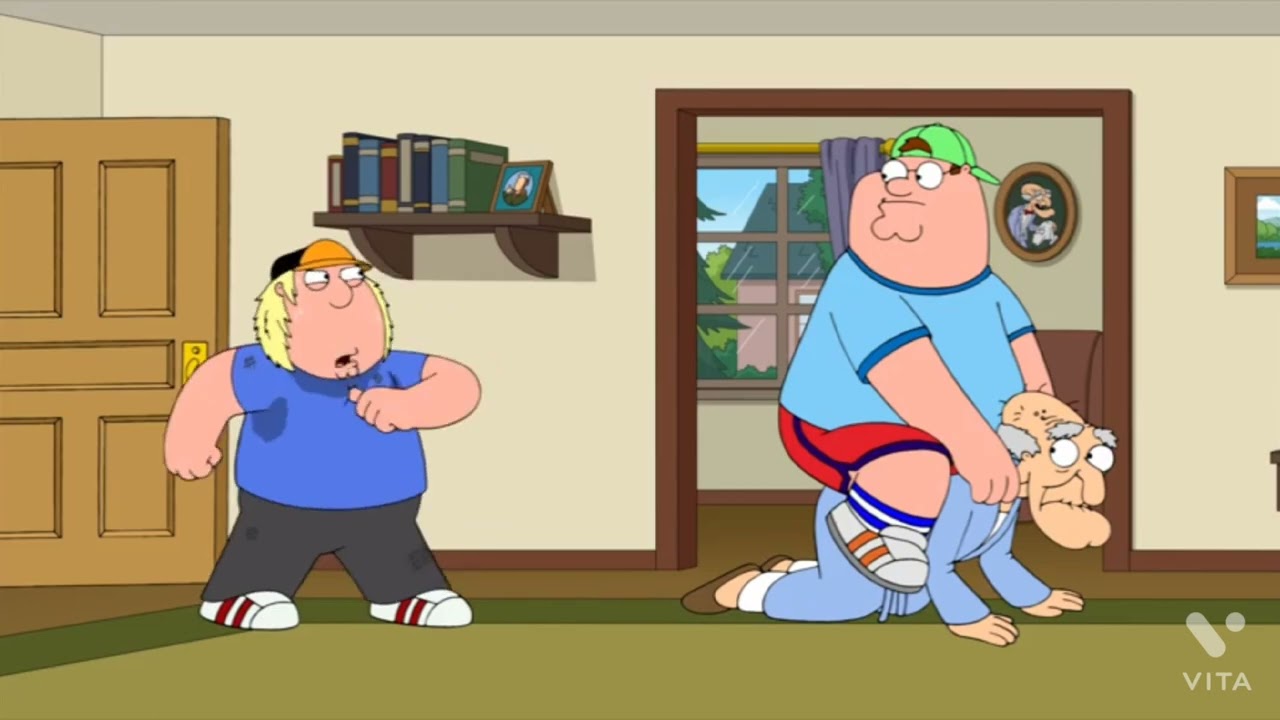 Herbert explodes| While Chris and Peter mowing lawn