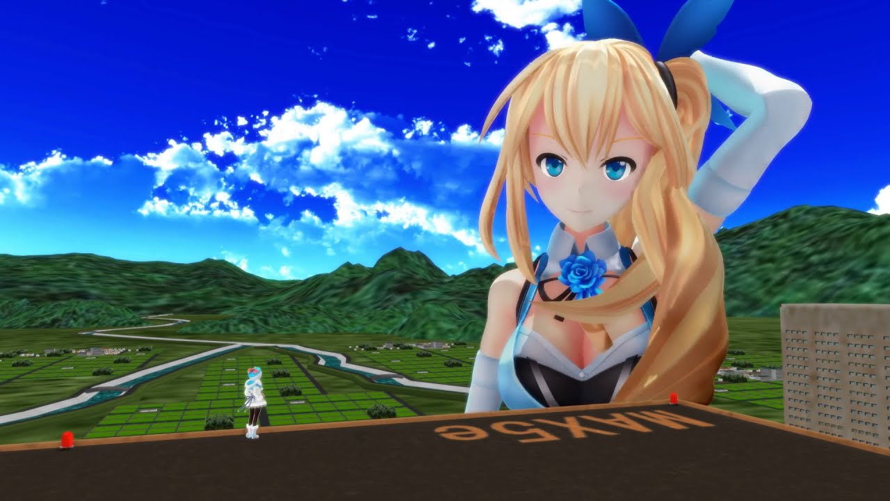 【MMD 巨大娘】巨大化するミライアカリで『ファンサ』【Giantess】