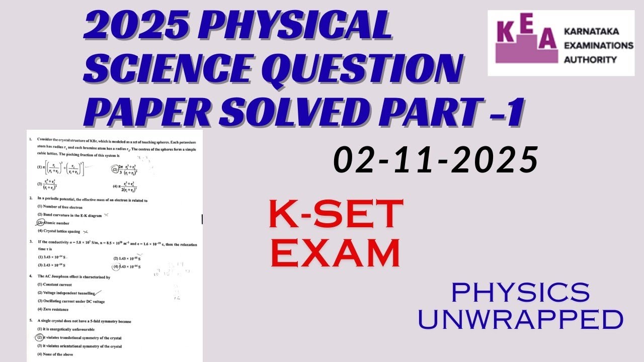 K-SET 2025 l Physics l Question paper solution l Key answers l Part-1