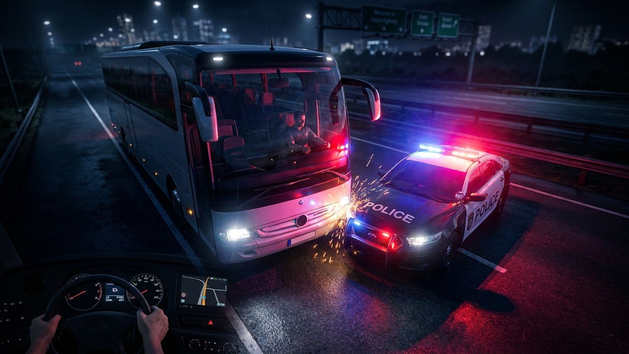 Major Accident with Police Car on night trip from Agra to Delhi |Bus Simulator  Ultimate|