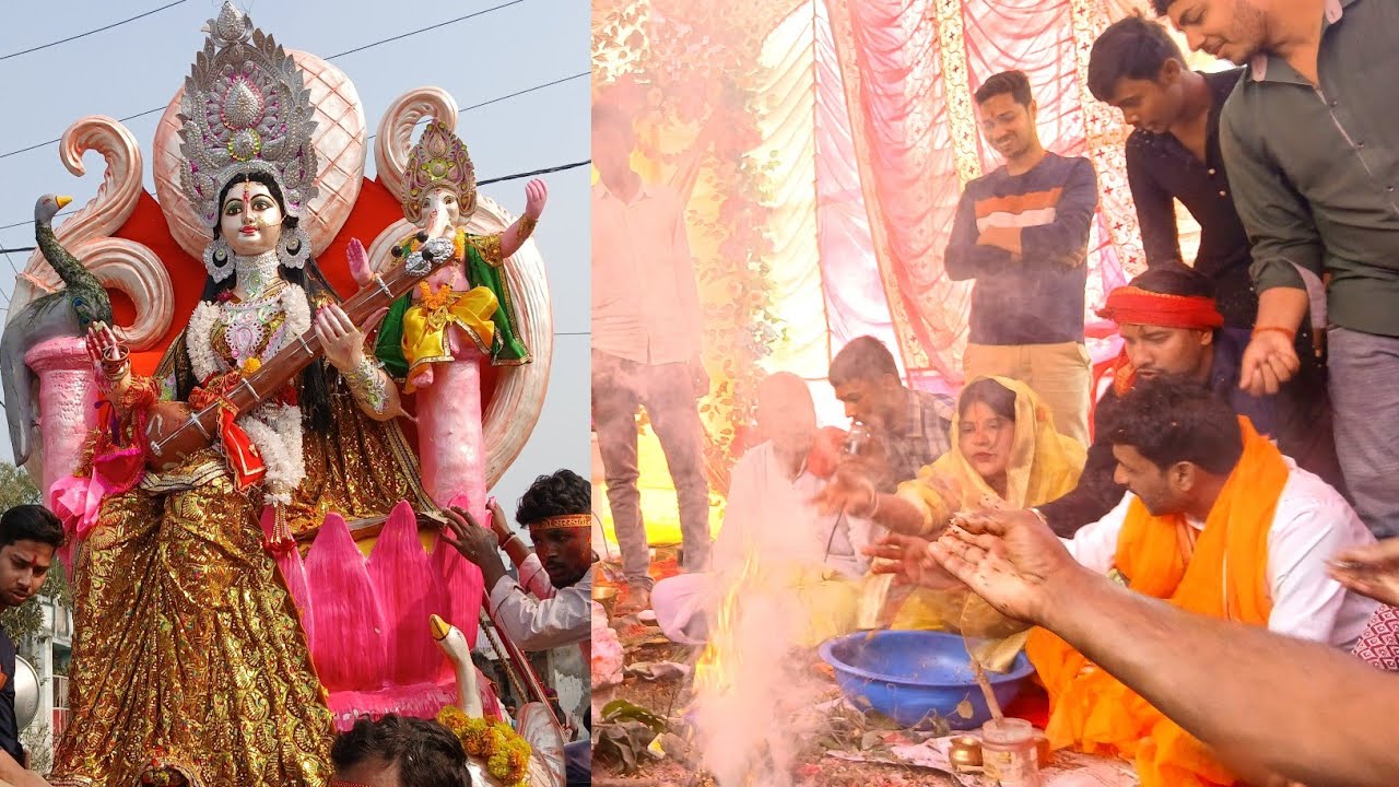 Sarswati Puja Visarjan vlog 🙏|| Village Dance AYUSH KUMAR GUPTA VLOG 