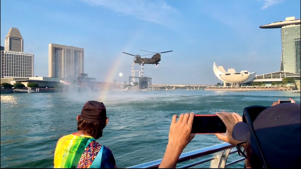 Artificial rainbow at Marina Bay.কৃত্রিম রংধনু বানালো সিংগাপুর জাতীয় দিবসে ❤️❤️