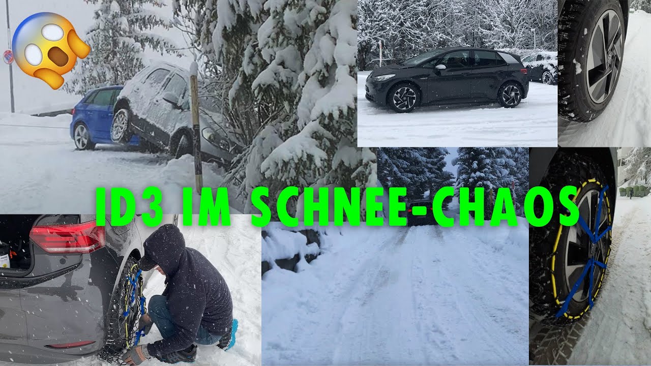 Volkswagen VW ID3 Schnee-Chaos Schneeketten
