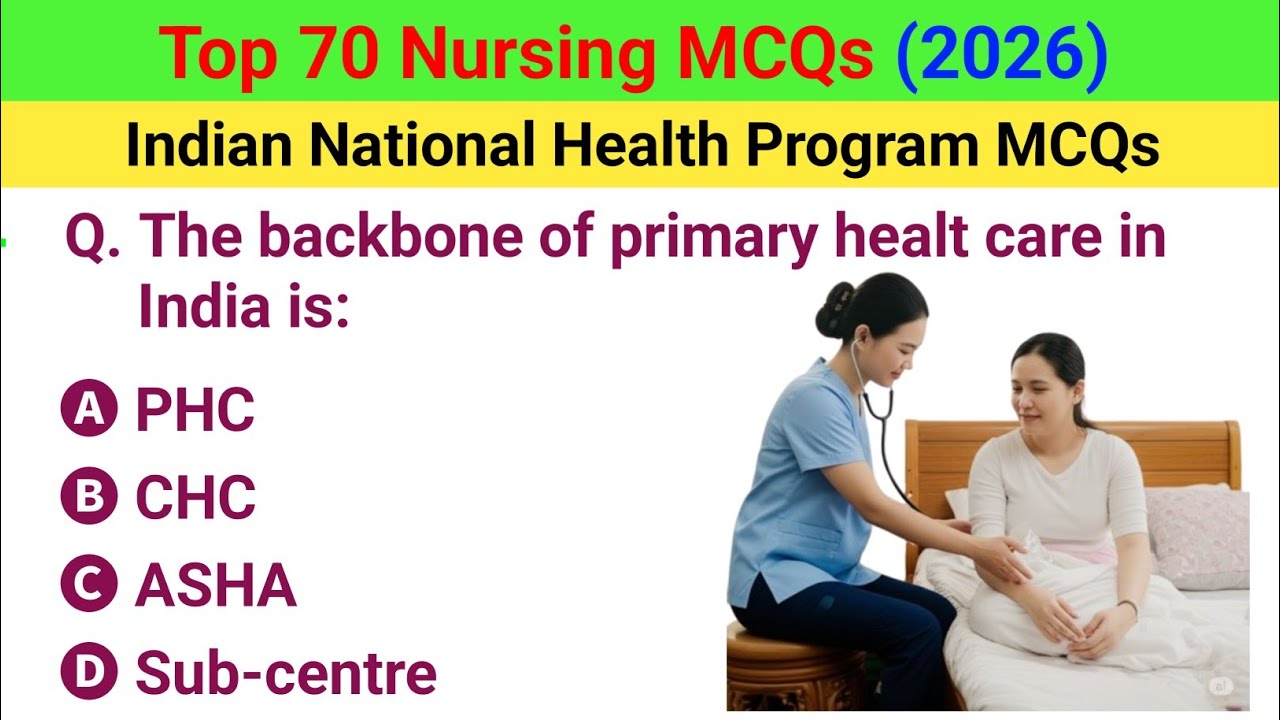 Top 70 Nursing MCQs | NHM MCQs | National health program MCQs | Nursing exam 2026 prep | NORCET MCQS