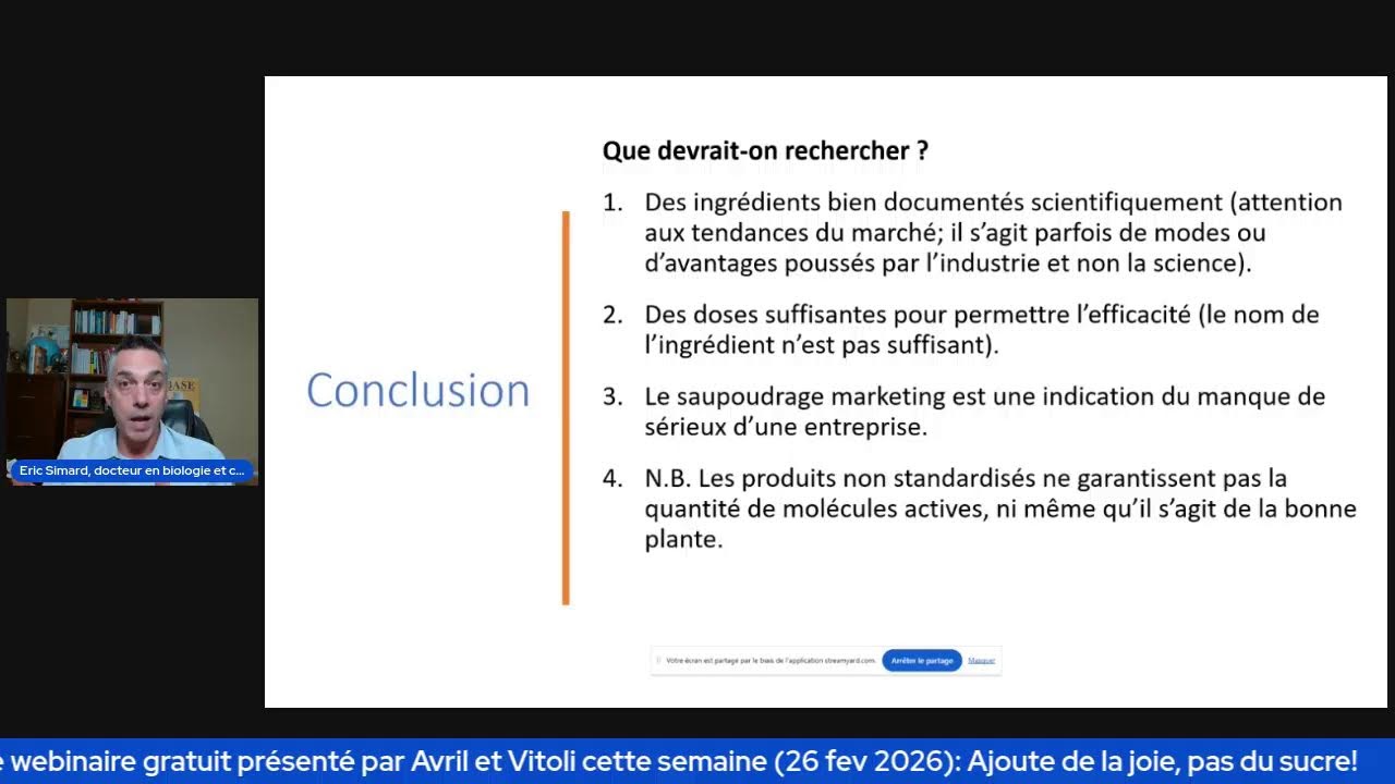 Supplément; la valeur d’un produit ? Eric Simard, PhD. et chercheur.
