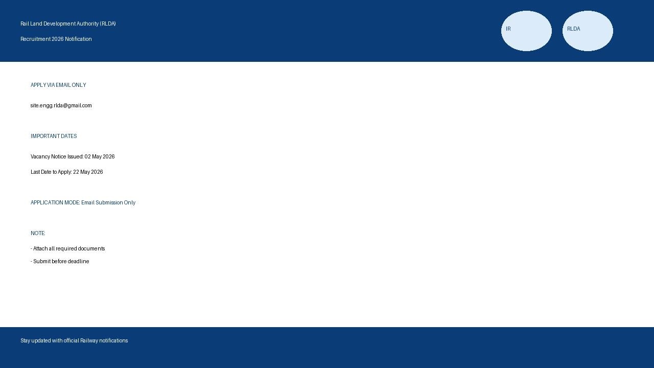 Rail Land Development Authority (RLDA) 2026 #indianrailways #jobs2026 #tamilnadujobs 