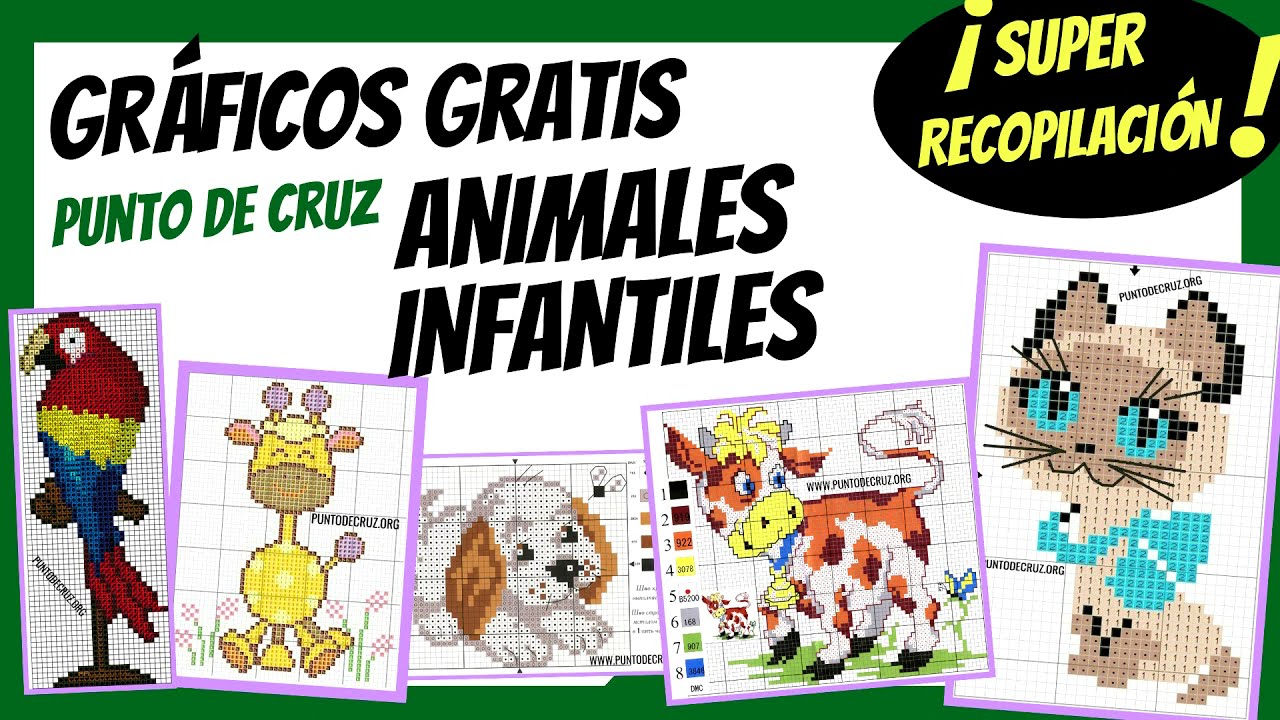 LOS MEJORES PATRONES DE ANIMALES [Infantiles] Punto de Cruz Para Principiantes