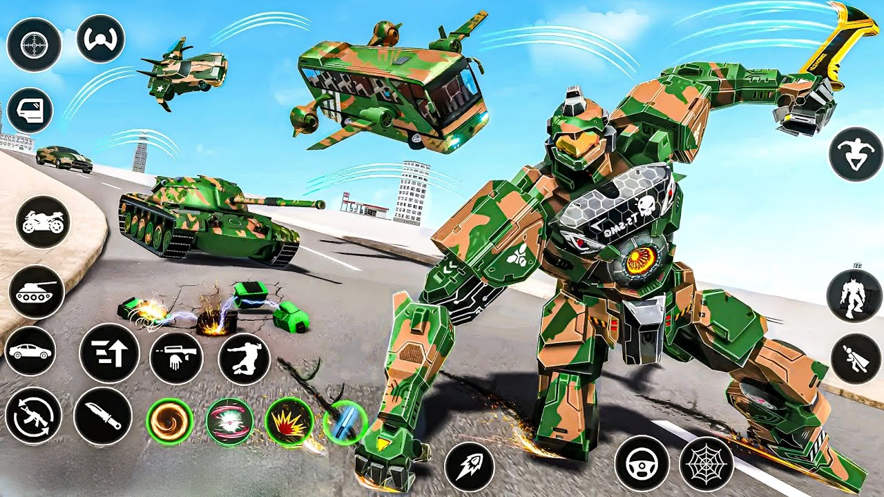 Army Robot Transformation Car Bus Tank Helicopter Jet Game 3D 2026