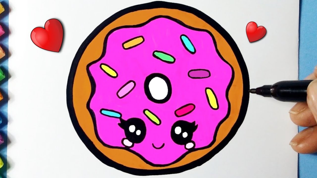 Como desenhar Donut fofo Cookie Kawaii ❤ Desenhos Kawaii - Desenhos para Desenhar