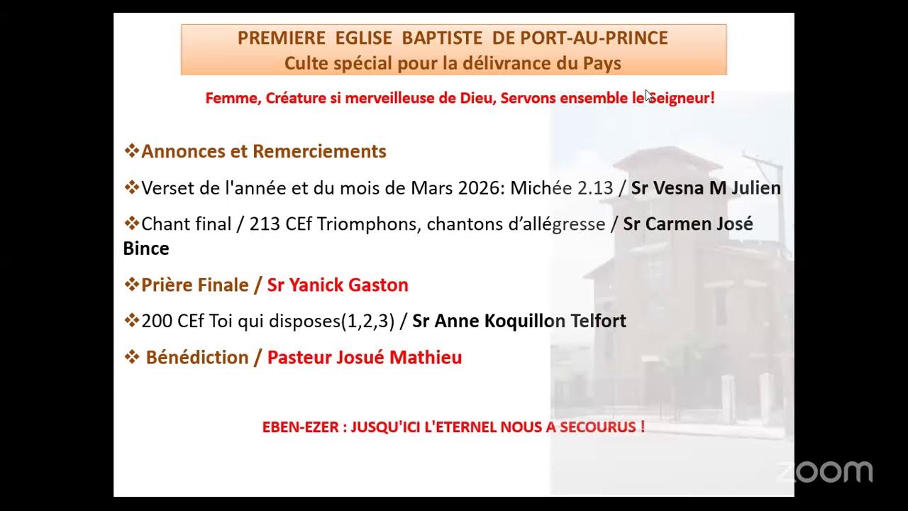 Culte pour la délivrance d'Haiti - 8 Mars 2026