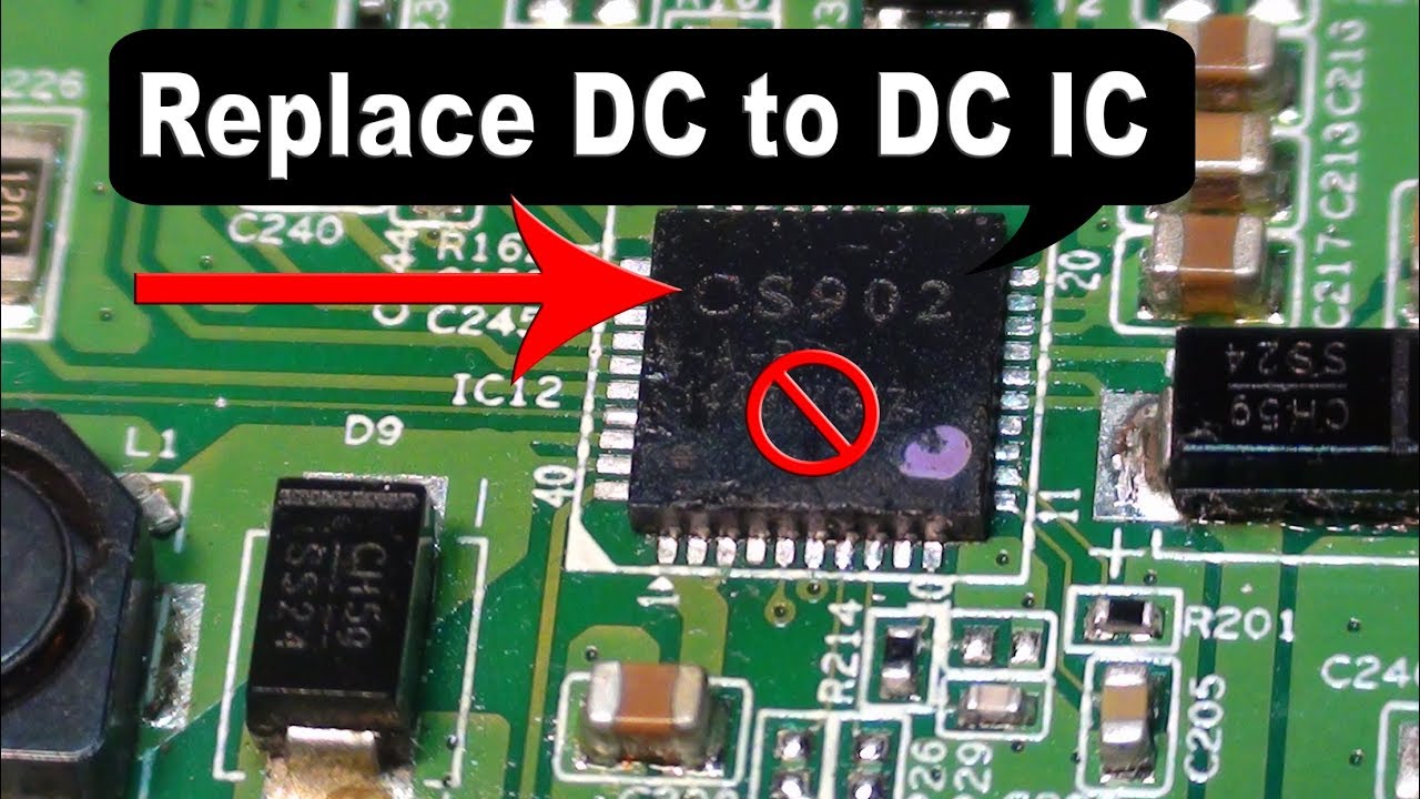 Lcd led TV panel repairing by replacing Dc to DC IC.
