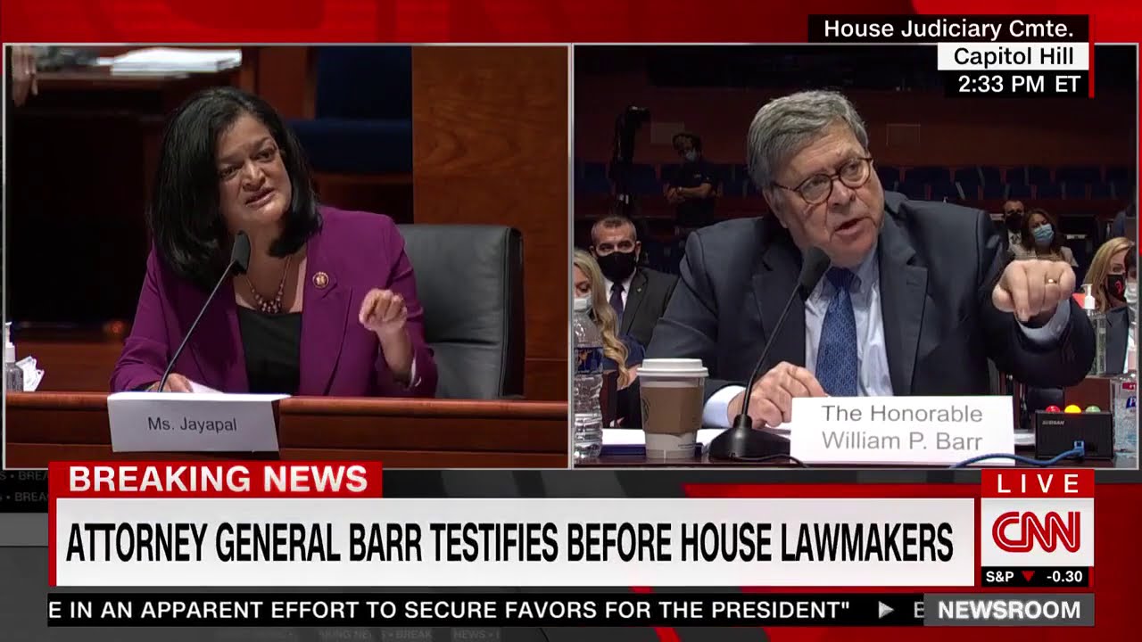 Rep. Pramila Jayapal (D-WA) grills AG William Barr on White Supremacy