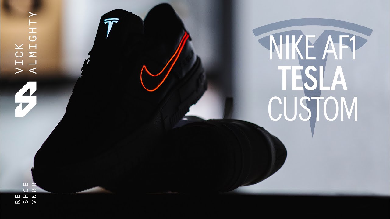 Vick Almighty Creates Nike Air Force 1 Tesla Custom For Elon Musk