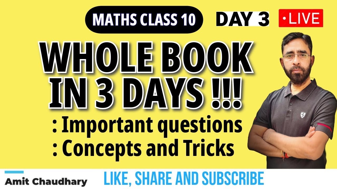 Full Syllabus Revision | Maths class 10 | Day 3 ch 6,8,9,10 | Important Questions with concepts