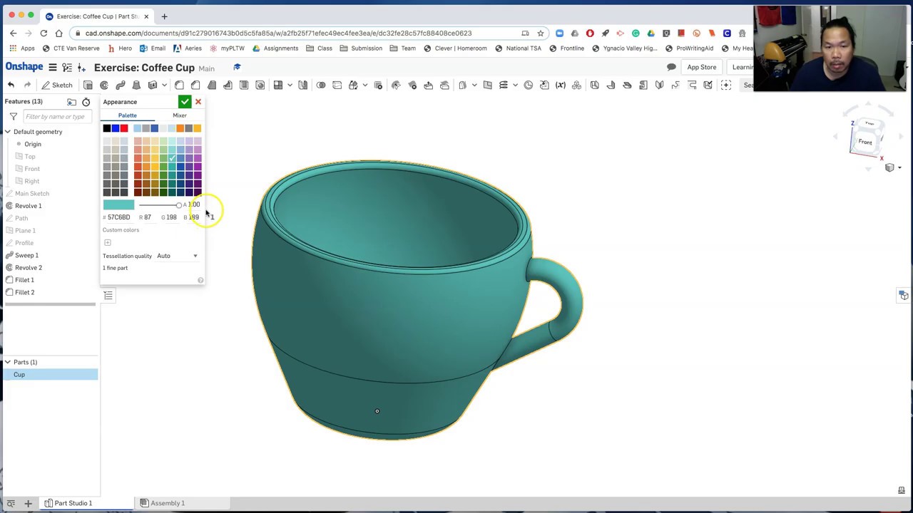 Onshape Exercise: Coffee Cup