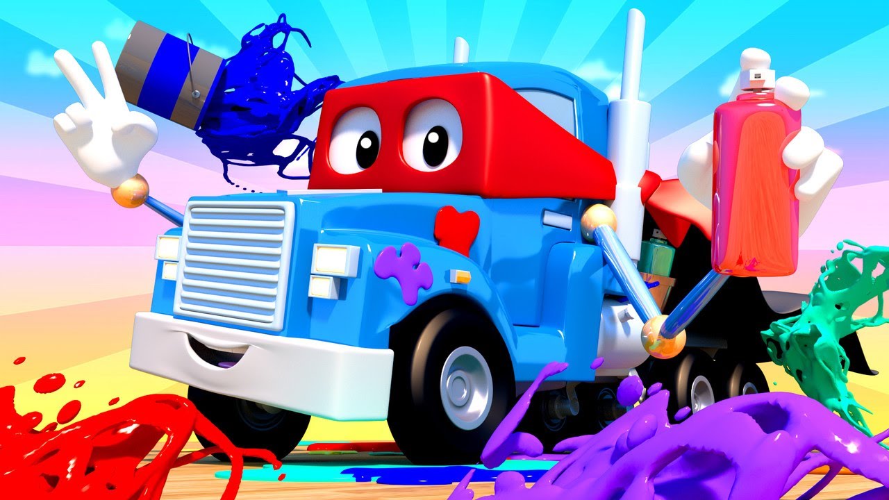 desene cu camioane pentru copii -  Camionul graffiti - Super Camionul Carl &icirc;n Orasul Masinilor 🚚 ⍟