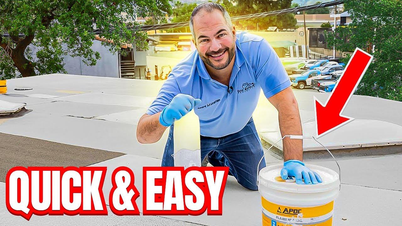 Patch a roof with white acrylic mastic