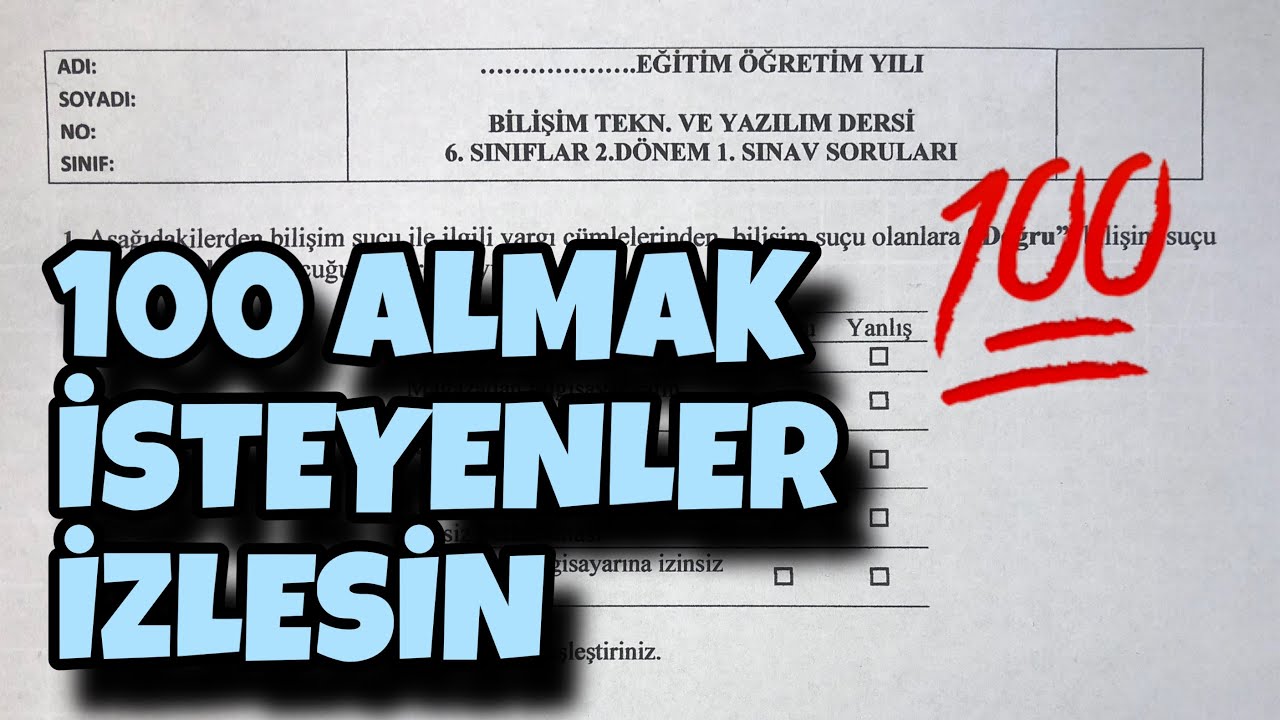 6.Sınıf Bilişim Teknolojileri 2.Dönem 1.Yazılı
