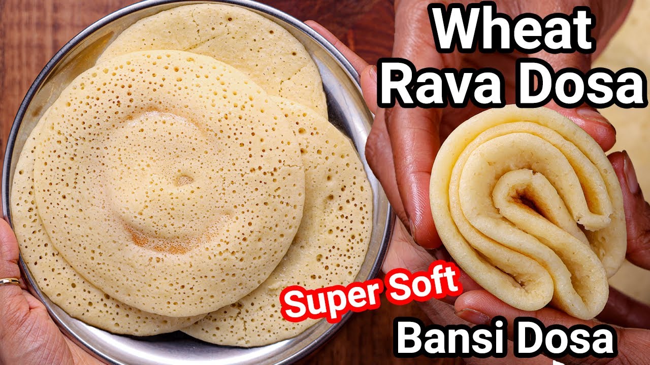Instant Spongy Set Dosa Just 2 Ingredients - Bansi Rava Dosa | Make 15+ Broker Wheat Dosa in 10 Mins