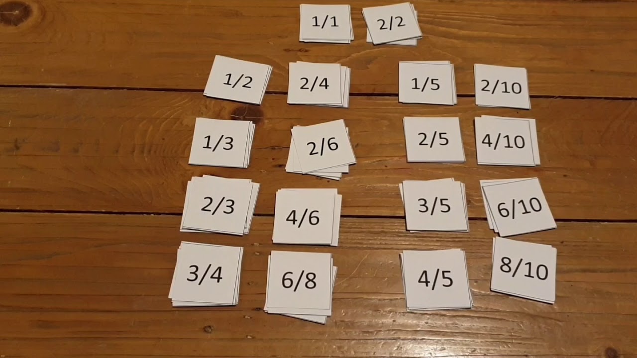 Clear the Deck fraction games - make whole and equivalent