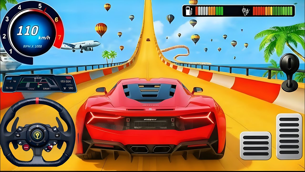 🔥SKY RAMP RACE! Blue Supercar vs UFO S Hot Air Balloons in GT Car Stunt MasterI EPIC TRIPLE JUMP