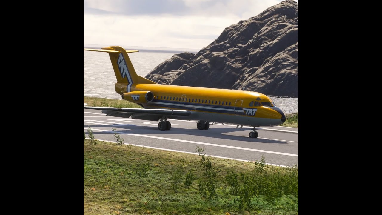 Amazing Pilot Skills! Fokker F28-2000 TAT Takes Off from The Short Runway