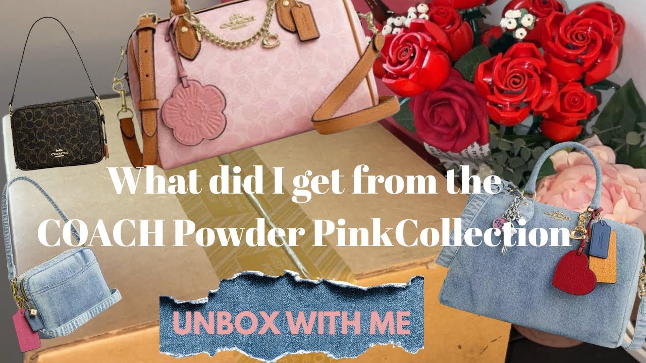 COACH POWDER PINK AND LOVED DENIM #Unbox with me and baby girl #coachoutlet #coachbags 
