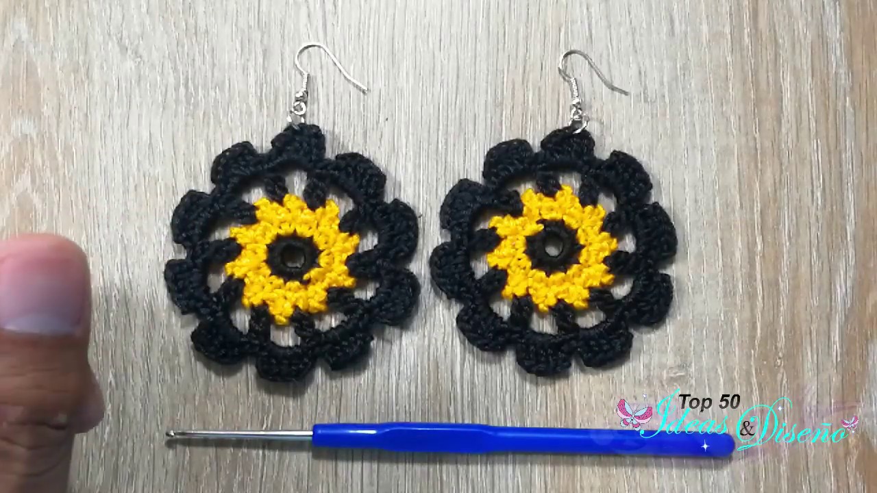 Tutorial Aretes en crochet flor, Muy faciles de hacer!!