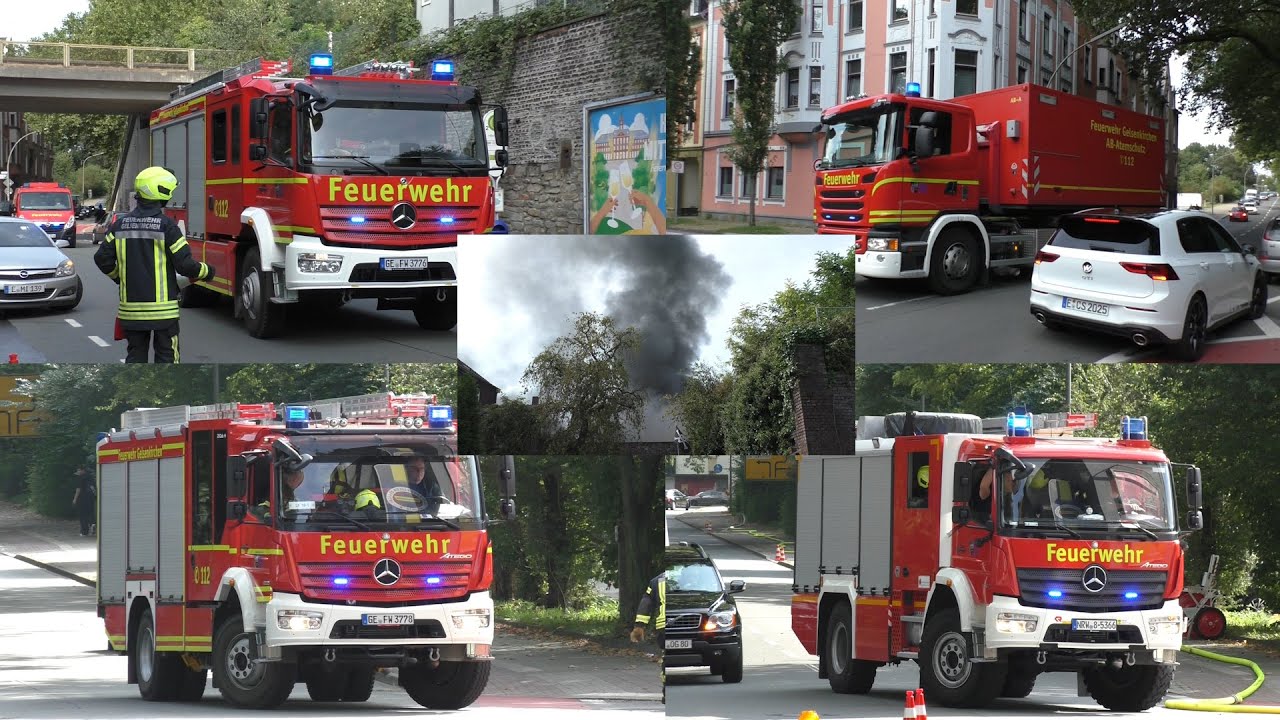 [GROßBRAND in GELSENKIRCHEN] Einsatzfahrten zu Lagerhallenbrand von Berufs & Freiwillige Feuerwehr