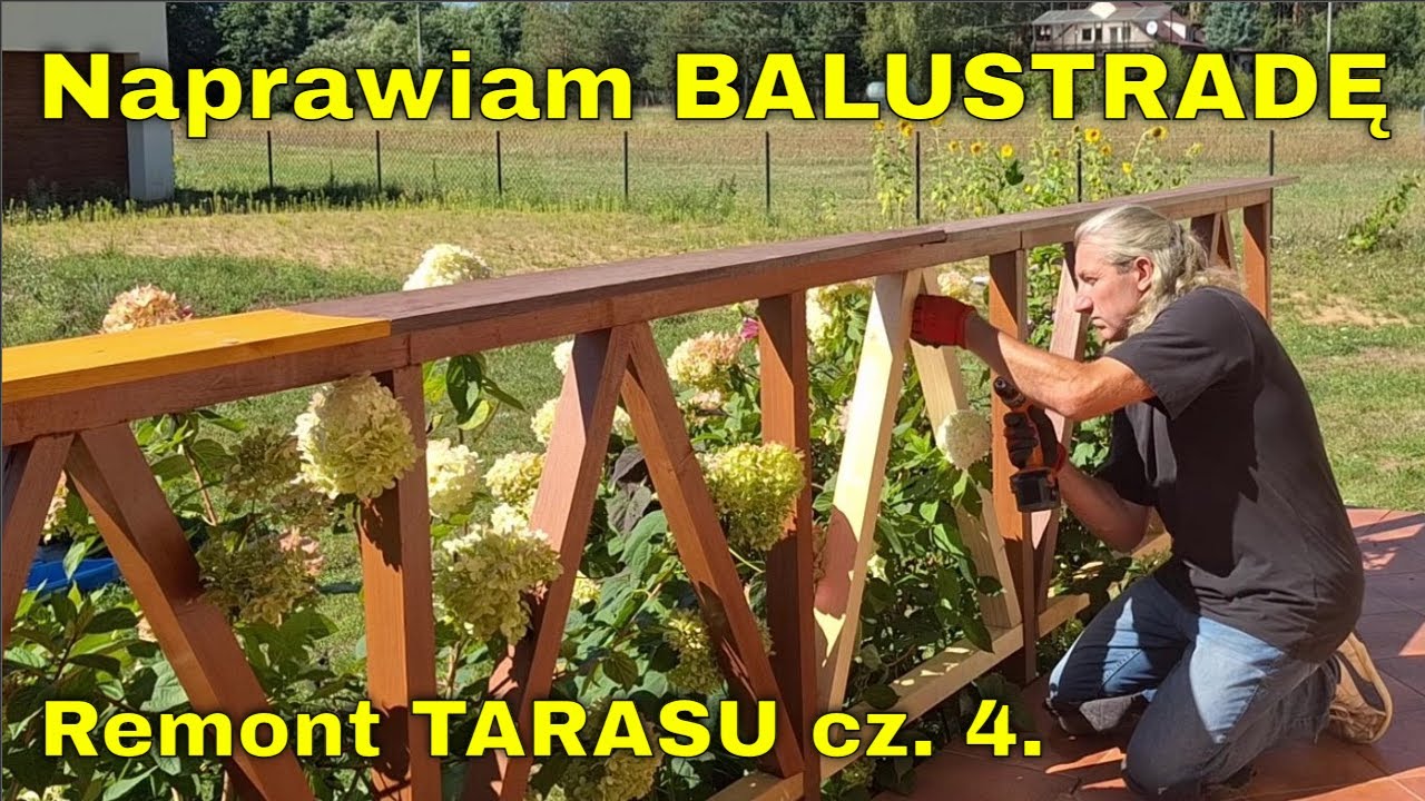 Taras do REMONTU. Naprawa BALUSTRADY drewnianej na TARASIE. Wymiana drewnianych elementów BALUSTRADY