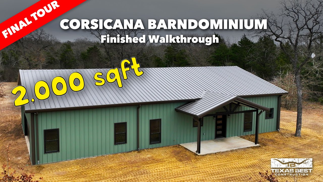 Экскурсия по готовому дому Corsicana BARNDOMINIUM площадью 2000 кв. футов | Texas Best Construction