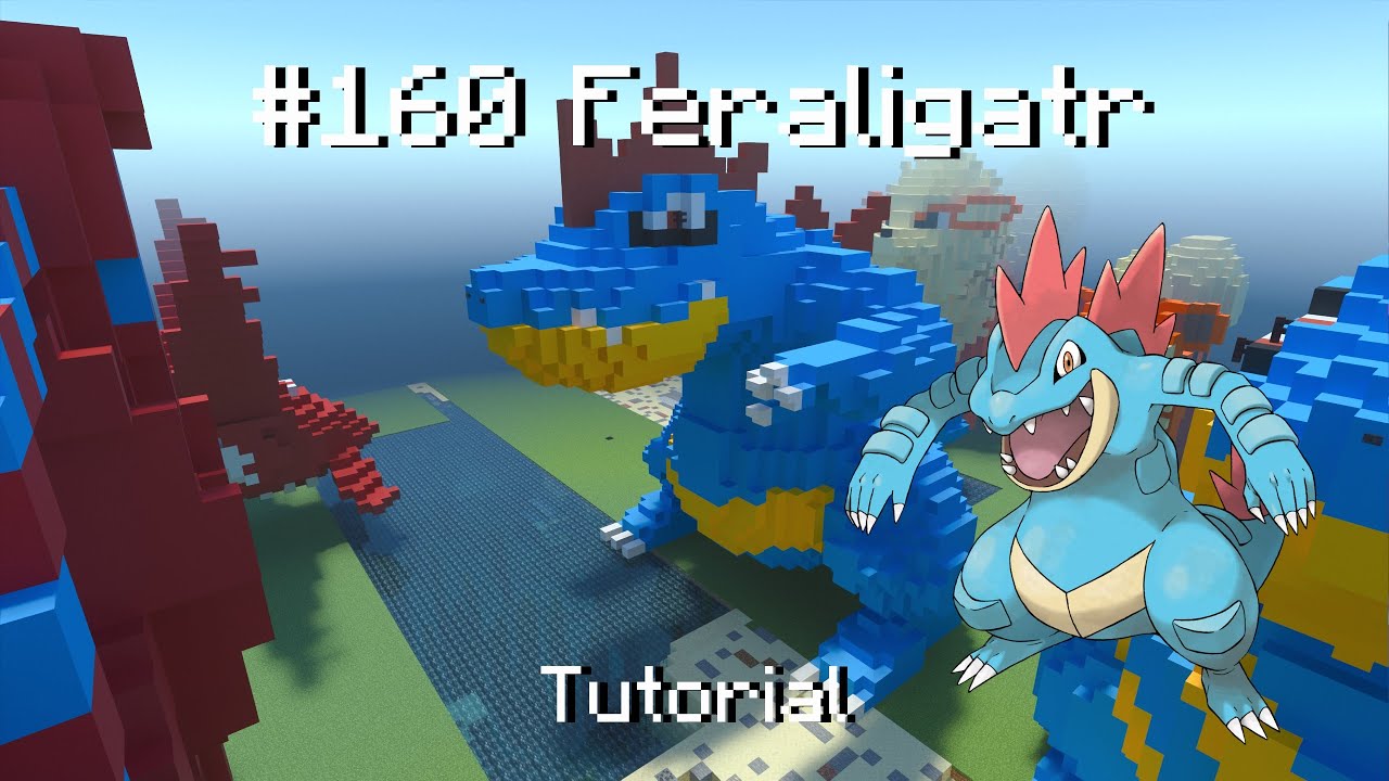How to build a Pok&eacute;mon Feraligatr statue in Minecraft (Tutorial)