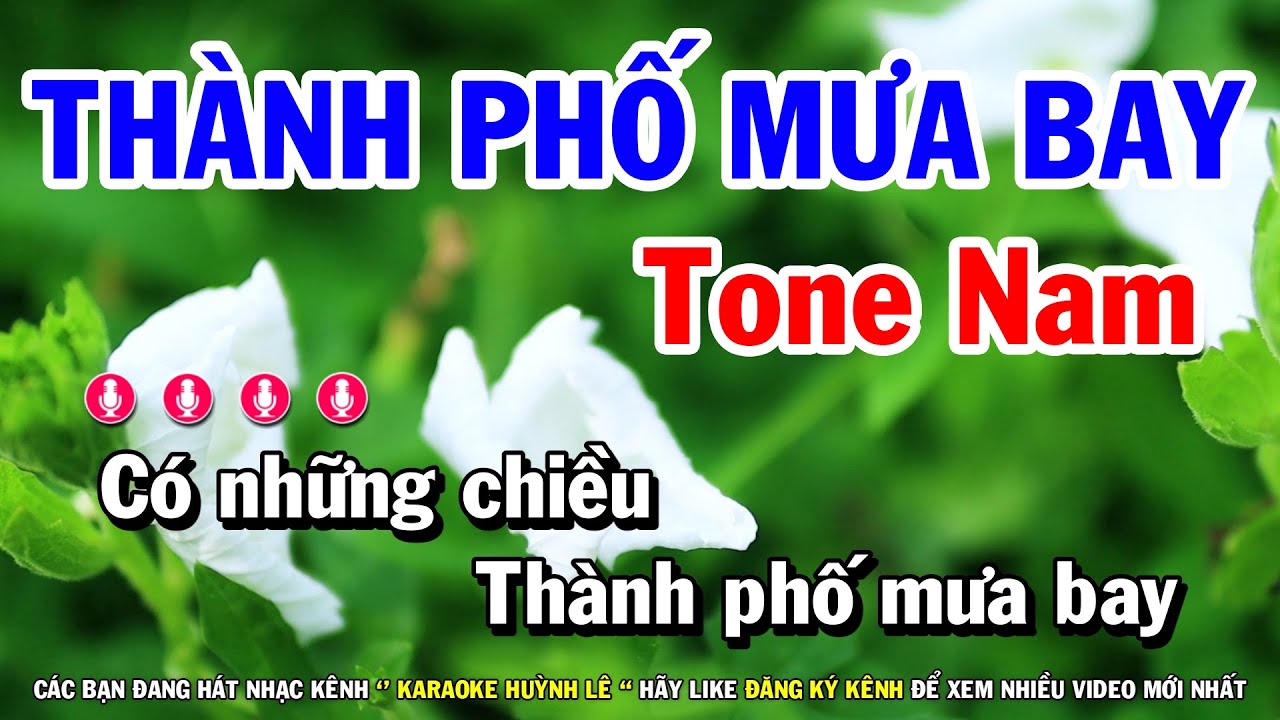 Karaoke Thành Phố Mưa Bay - Tone Nam Nhạc Sống Dễ Hát | Huỳnh Lê